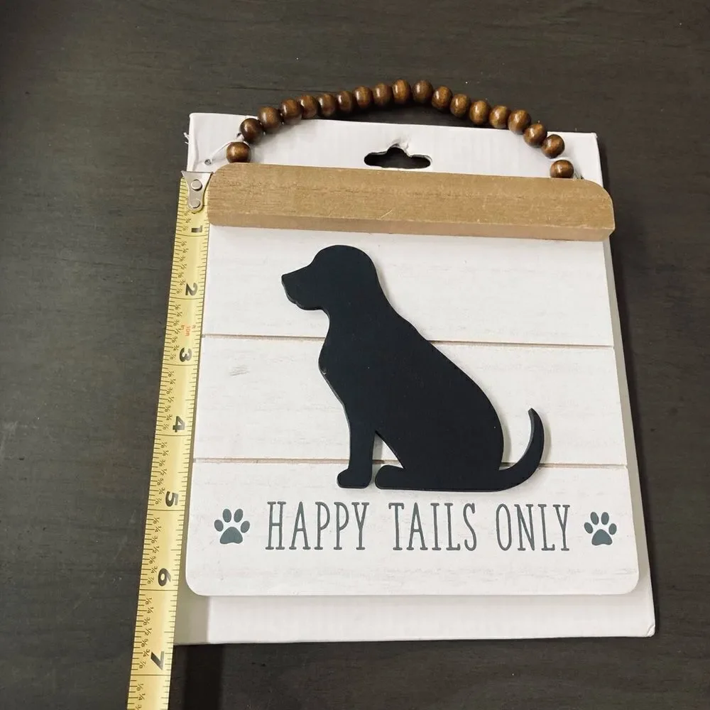 Farmhouse Dog Happy Tails Only Wooden Decor Sign